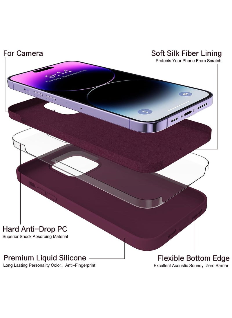 Raxoom Silicone Case for iPhone 14 Pro, with Screen Protector,Camera Lens Protector Cover Soft Anti-Scratch Microfiber Lining,Liquid Gel Finish Coating Fullbody Protective 6.1" - Image 5
