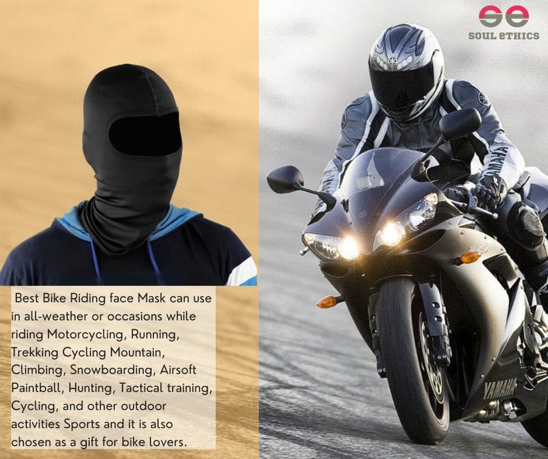 SOUL eTHICS Unisex Premium Spandex Breathable, Stretchable Full Face Mask For Winter, Dust, Cold, Protection, Bike Riding, Helmet Cap, and All Other Outdoor Activities Black, Free Size - Image 5