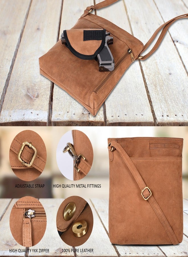 Ozora Multi Pockets Handmade Leather Crossbody Handbags & Sling Bag for Men & Women with Detachable Holster (Cognac Hunter) - Image 5
