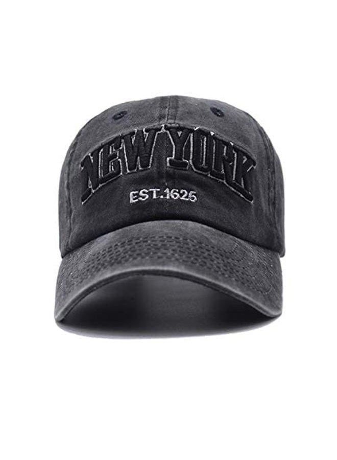 UTOWO New York Distressed Baseball Cap for Women Men, Washed Cotton Sun Dad Hat, Black, One size - Image 1