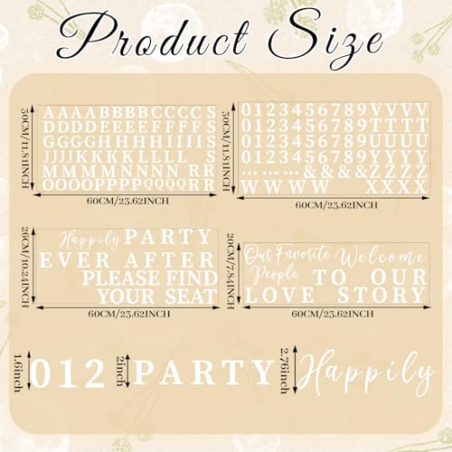 MotiMind 4 Pcs Wedding Mirror Welcome Sign Decal Seating Chart Stickers DIY Wedding Party Supplies Removable Vinyl Letter Decals for Bridal Shower Marriage ReceptionWelcomeWhite - Image 3