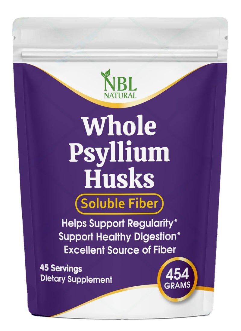 NBL Natural Whole Psyllium Husks – 454g | Soluble Fiber Supplement | 100% Pure & Natural | Supports Regularity & Digestive Wellness | 45 Servings  - Image 1