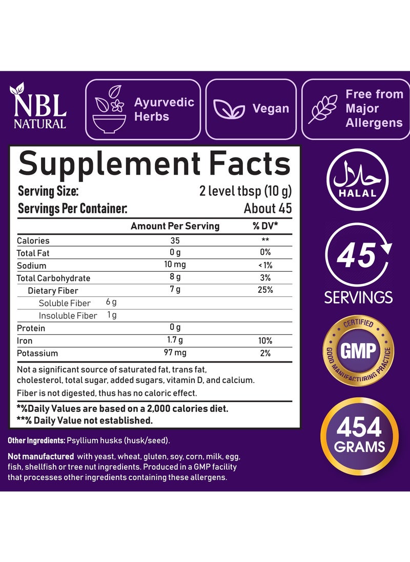 NBL Natural Whole Psyllium Husks – 454g | Soluble Fiber Supplement | 100% Pure & Natural | Supports Regularity & Digestive Wellness | 45 Servings  - Image 3