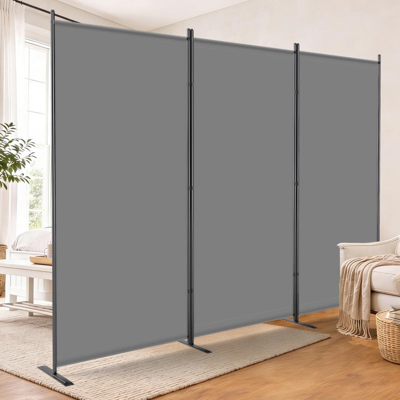 AKTOP Room Divider 3 Panel, Folding Fabric Wall Divider for Room Separation, Portable Room Partitions and Dividers 103"W x 70''H, Freestanding Privacy Screen for Office, Dorm, Studio, Classroom, Grey - Image 1