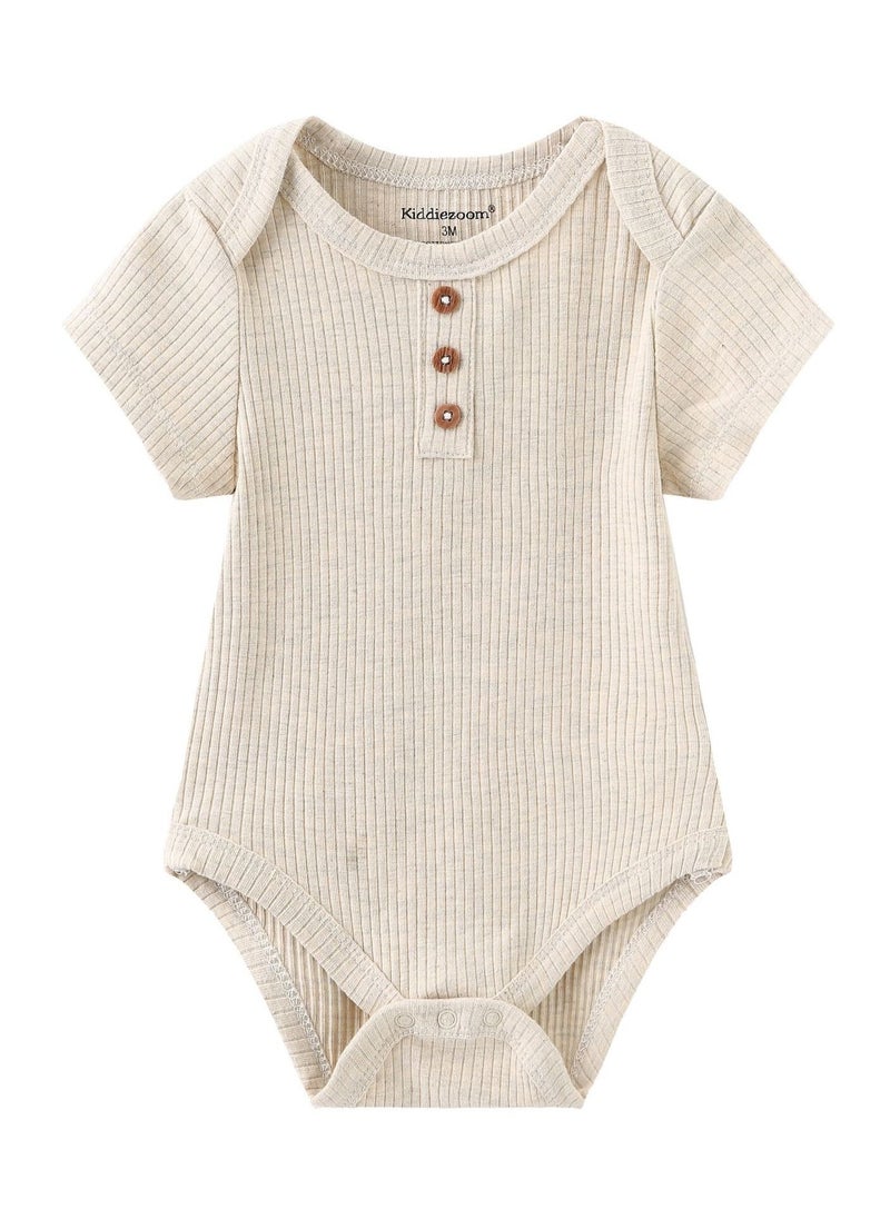 3-Piece Set Of Pure Cotton Jumpsuits For Infants And Young Children With Short Sleeves And Crawling Clothes - Image 4