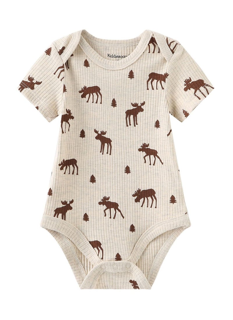 3-Piece Set Of Pure Cotton Jumpsuits For Infants And Young Children With Short Sleeves And Crawling Clothes - Image 2