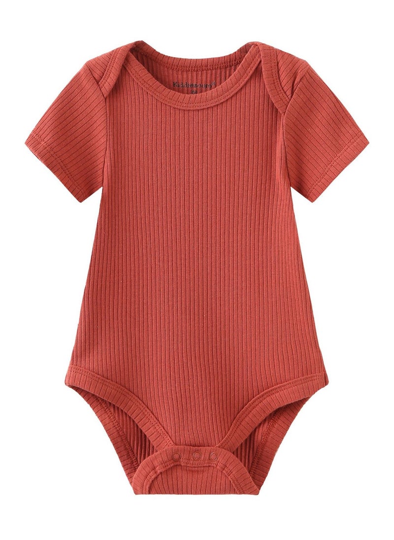 3-Piece Set Of Pure Cotton Jumpsuits For Infants And Young Children With Short Sleeves And Crawling Clothes - Image 3