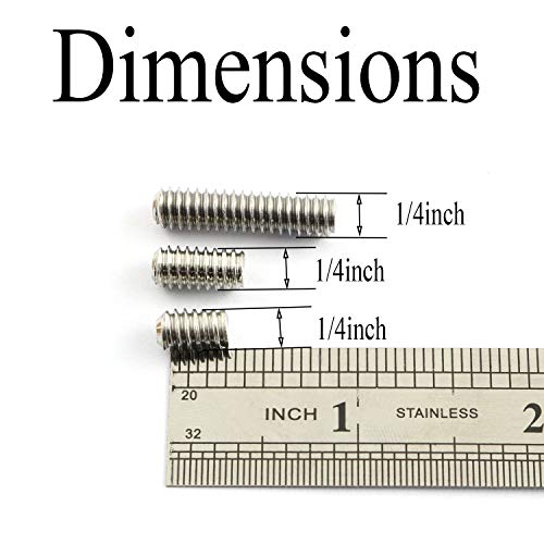 Pro Bamboo Kitchen 20PCS 1/4-20x1" Hexagon Hex Socket Set Screws 304 Stainless Steel Full Thread Cup Point Grub Screws - Image 4