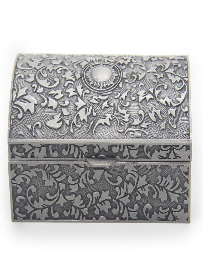 AVESON Vintage Metal Jewelry Box Small Trinket Storage Organizer Box Chest Ring Case for Girls Women, Tin Color, Small - Image 2