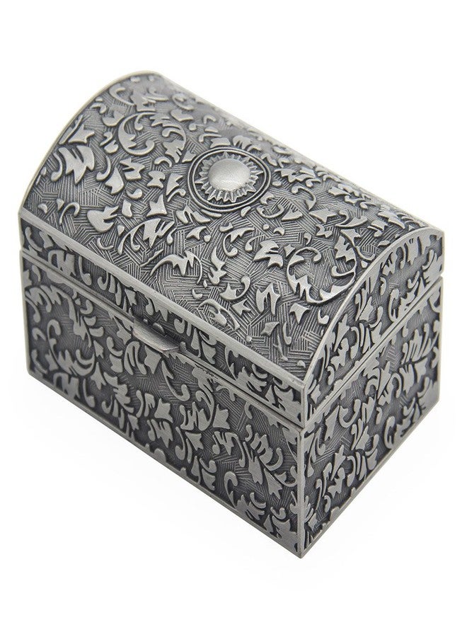 AVESON Vintage Metal Jewelry Box Small Trinket Storage Organizer Box Chest Ring Case for Girls Women, Tin Color, Small - Image 1