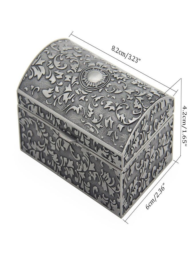 AVESON Vintage Metal Jewelry Box Small Trinket Storage Organizer Box Chest Ring Case for Girls Women, Tin Color, Small - Image 3