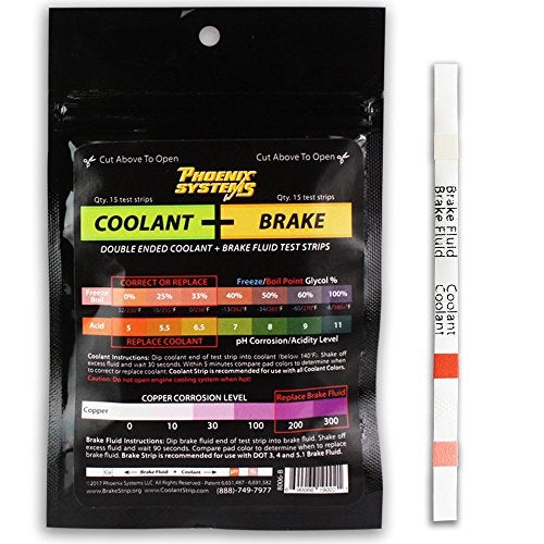 Phoenix Systems 8006-B Double-Ended Brake Fluid + Coolant Test Strips (15 foil wrapped test strips), 1 Pack - Image 1