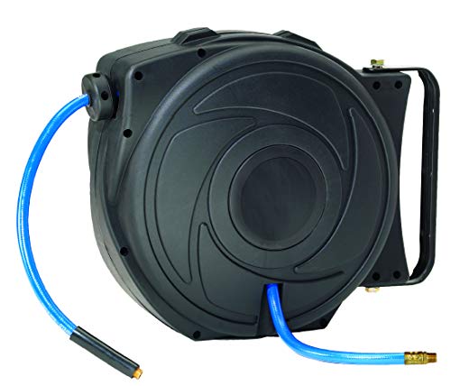 DYNAMIC POWER Elite Retractable Air Hose Reel with 3/8-Inch by 50-Feet PU Air Hose exceptional resistance to abrasion, oil, and weather - DP-HR5-315 - Image 1