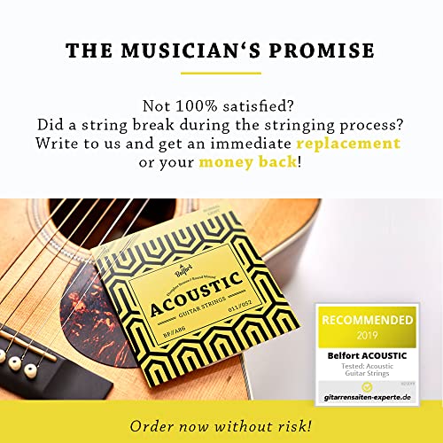 BELFORT® quality acoustic guitar strings - 6 string set - Premium coating with Phosphor Bronze (guitar strings acoustic 6 string set) BONUS: 4 Picks + 1 High E String - cuerdas para guitarra acustica - Image 2
