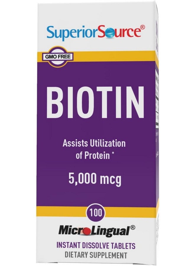 Superior Source Superior Source Biotin 5000 mcg. Under The Tongue Quick Dissolve MicroLingual Tablets, 100 Count, Supports Healthy Hair, Skin, and Nail Growth, Helps Support Energy Metabolism, Non-GMO  - Image 5