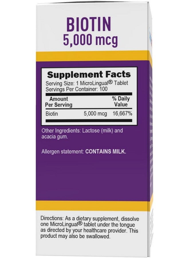 Superior Source Superior Source Biotin 5000 mcg. Under The Tongue Quick Dissolve MicroLingual Tablets, 100 Count, Supports Healthy Hair, Skin, and Nail Growth, Helps Support Energy Metabolism, Non-GMO  - Image 4