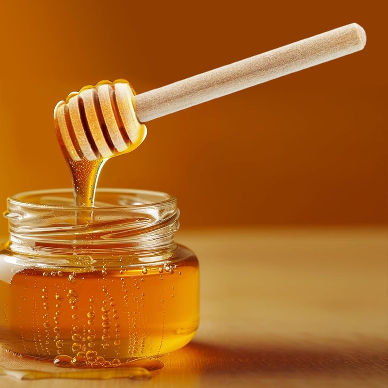 Flylin 50Pcs Wooden Honey Dipper Stick, 3.3 Inch Honey Stirrer Honey Wand Small Honeycomb Stick, Portable Honey Spoons for Honey Jar Dispense Drizzle Honey and Wedding Party - Image 2