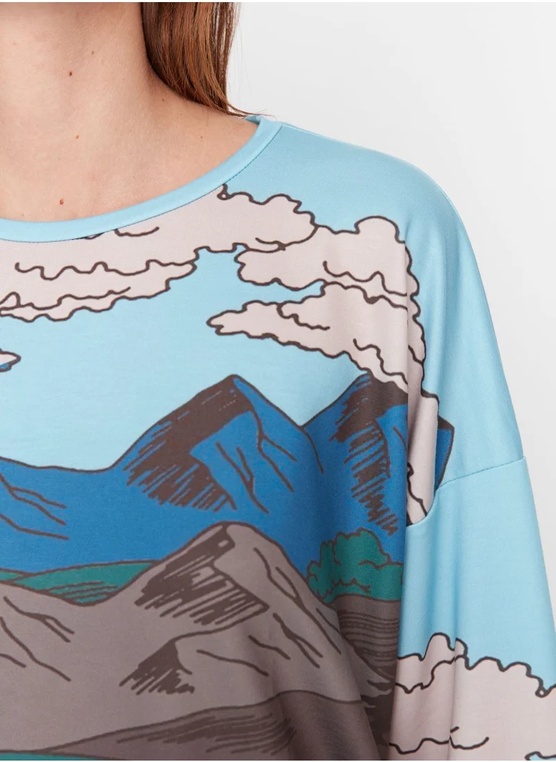 trendyol Printed Crew Neck Sweatshirt