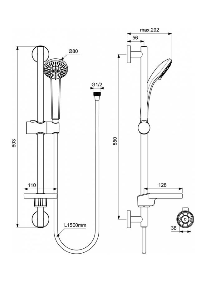 Ideal Standard Shower Set 3 Functions With 1 Soap Holder 9503  - Image 5