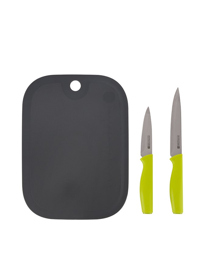 Royalford 2pcs Knife with Cutting Board RF12468 Includes 5" Utility Knife, 3.5" Paring Knife and PP Chopping Board Extra Sharp Stainless Steel Blade, Ergonomic, Anti-Slip Handle, Dishwasher Safe Multicolor - Image 1