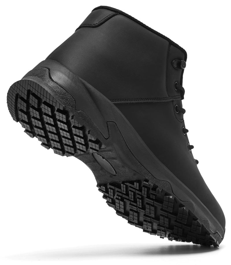 SHULOOK Non Slip Work Boots for Men Slip Resistant Shoes Waterproof Food Service Chef Kitchen Restaurant Working Boots Casual Leather Ankle Boot Outdoor Walking Booties Black Size 7.5 - Image 4