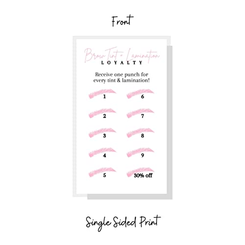 Lashicorn Brow Tint and Lamination Loyalty Punch Cards | 50 Pack | Minimalist Pink White Simple for Kit Henna Client Cards Eyebrow Kit Handout Business Card 2x3.5” Each - Image 3