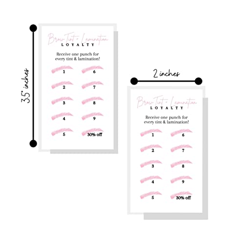 Lashicorn Brow Tint and Lamination Loyalty Punch Cards | 50 Pack | Minimalist Pink White Simple for Kit Henna Client Cards Eyebrow Kit Handout Business Card 2x3.5” Each - Image 2