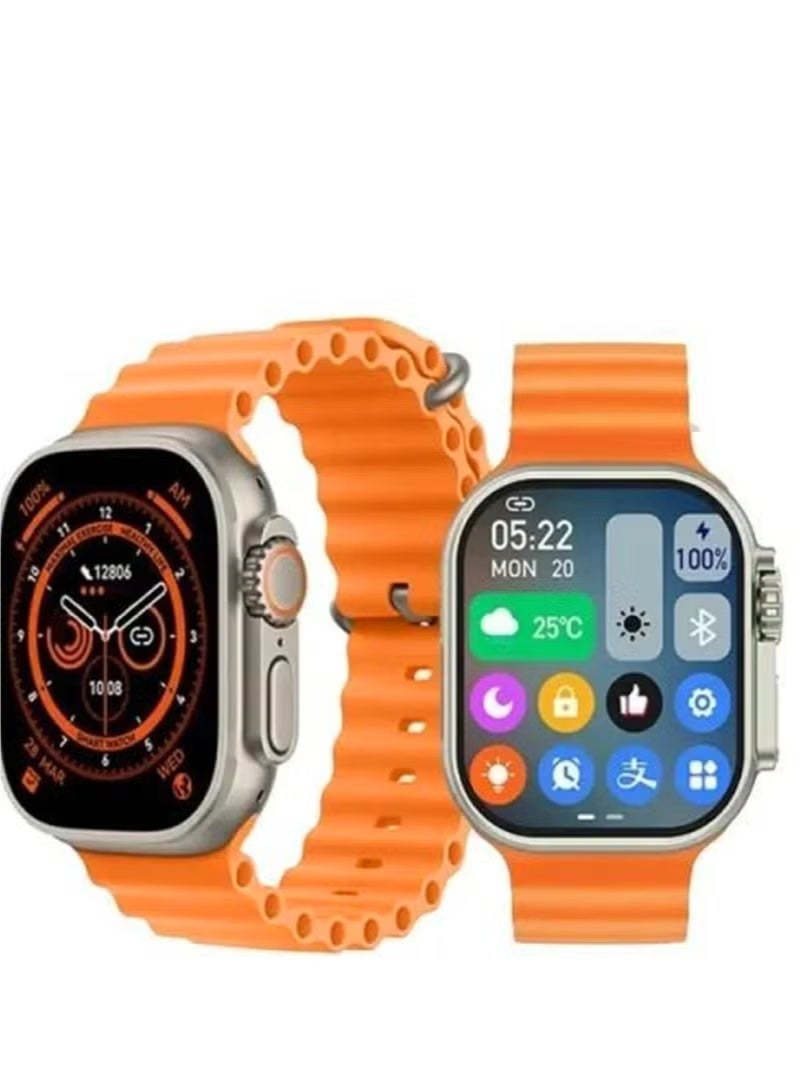 ConnectME SP8 Ultra Max Smartwatch 49mm AMOLED Display, Bluetooth 5.3, IP67 Waterproof – 3 Month Warranty from MediaTech - Gold Case With 2 Straps (Black & Orange) - Image 4