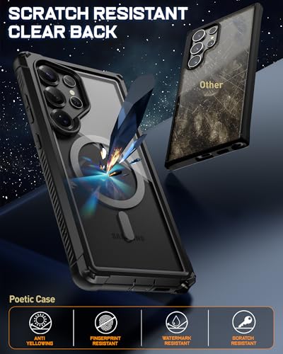 Poetic Guardian Case for Galaxy S25 Ultra 5G 69 inch 2025 20FT MilGrade Drop Tested Builtin Screen Protector Work with Fingerprint ID Full Body Shockproof Rugged Clear Case BlackClear - Image 3