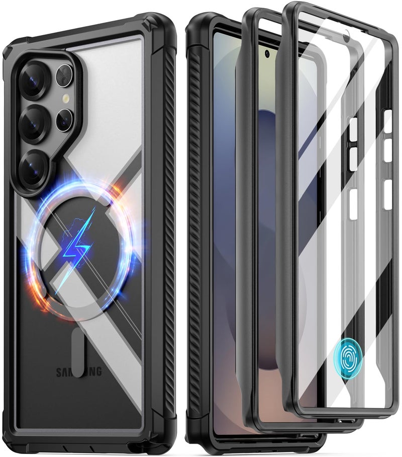 Poetic Guardian Case for Galaxy S25 Ultra 5G 69 inch 2025 20FT MilGrade Drop Tested Builtin Screen Protector Work with Fingerprint ID Full Body Shockproof Rugged Clear Case BlackClear - Image 2