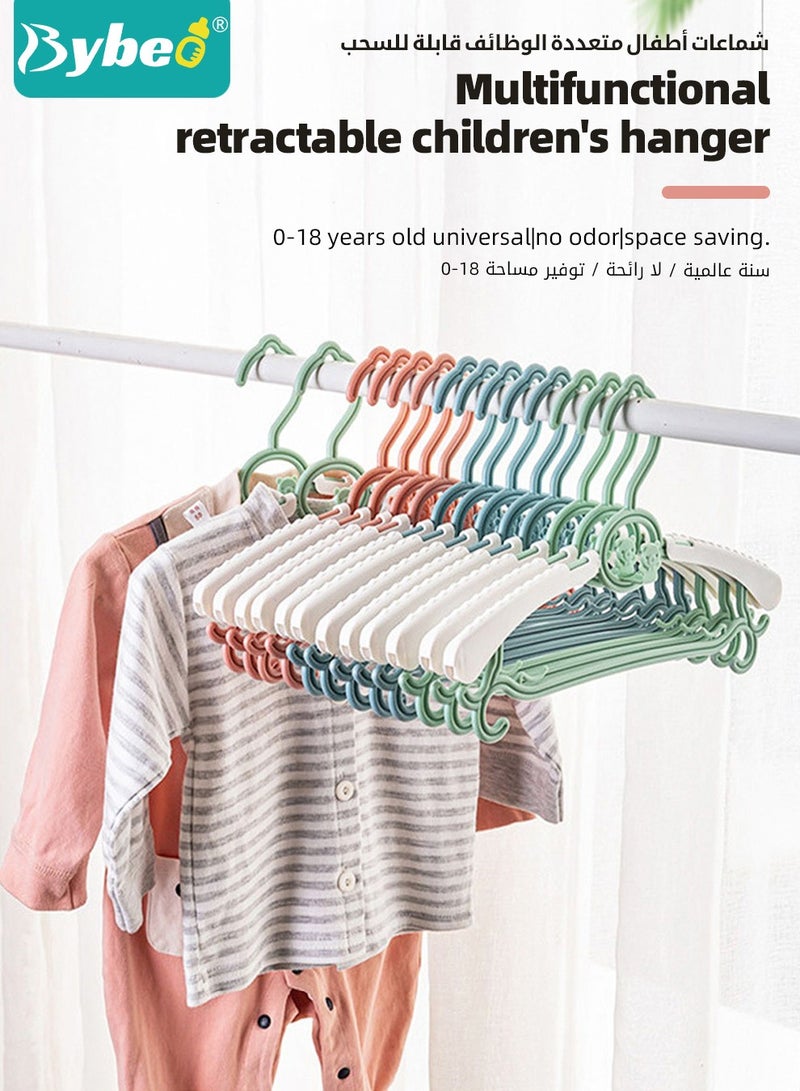 بيبو 15 قطعة معلقات خزانة حضانة الطفل، معلقات ملابس الرضع القابلة للتمدد للبنطلون والمعاطف، معلقات غير قابلة للانزلاق للأطفال، معلقات قابلة للتعديل بين 27-38.5 سم للفتيات والأولاد الرضع والأطفال الصغار. - Image 2
