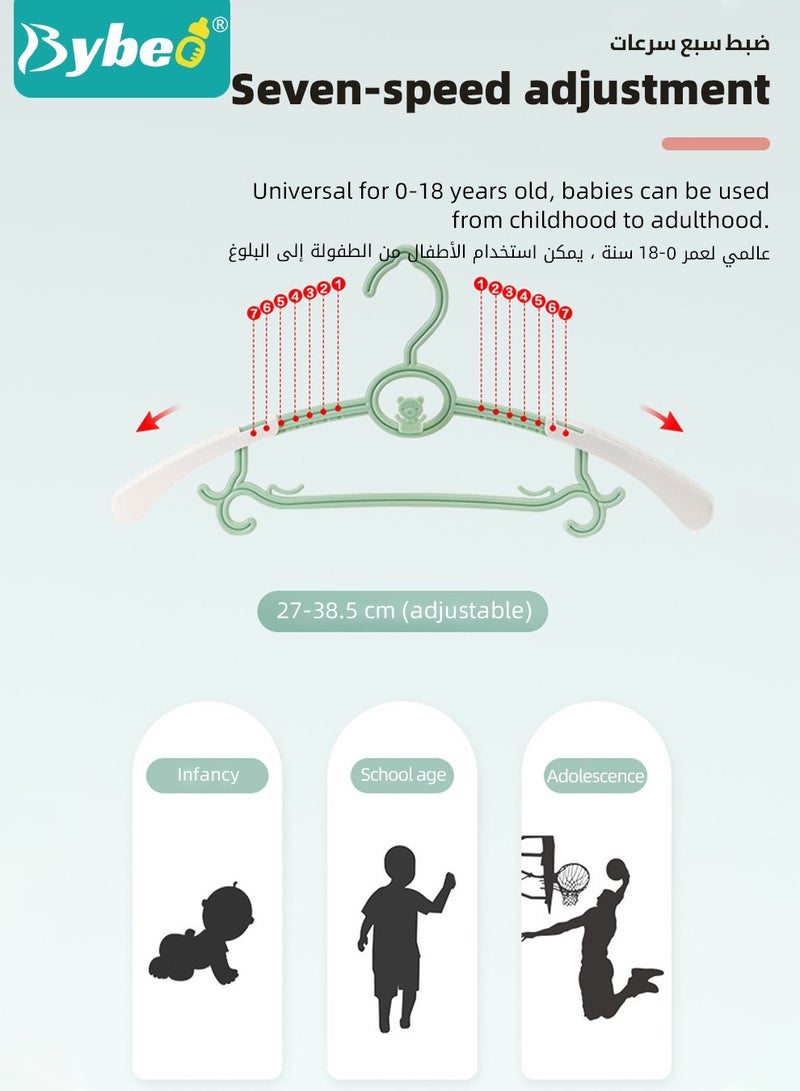 بيبو 15 قطعة معلقات خزانة حضانة الطفل، معلقات ملابس الرضع القابلة للتمدد للبنطلون والمعاطف، معلقات غير قابلة للانزلاق للأطفال، معلقات قابلة للتعديل بين 27-38.5 سم للفتيات والأولاد الرضع والأطفال الصغار. - Image 4