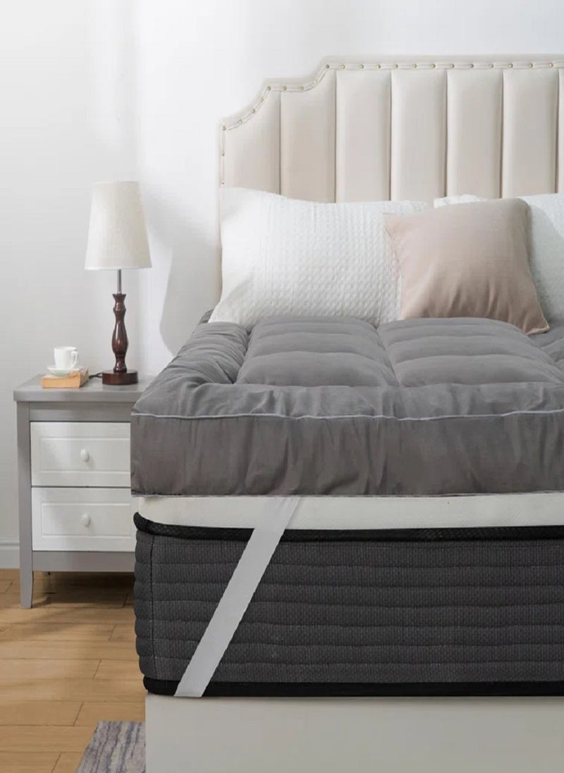 Blueberry Mattress Topper Breathable Fabric Quilted Edge Piping Box Stiched 4 Corner Elastic 6cm Thick 150x200cm  - Image 1