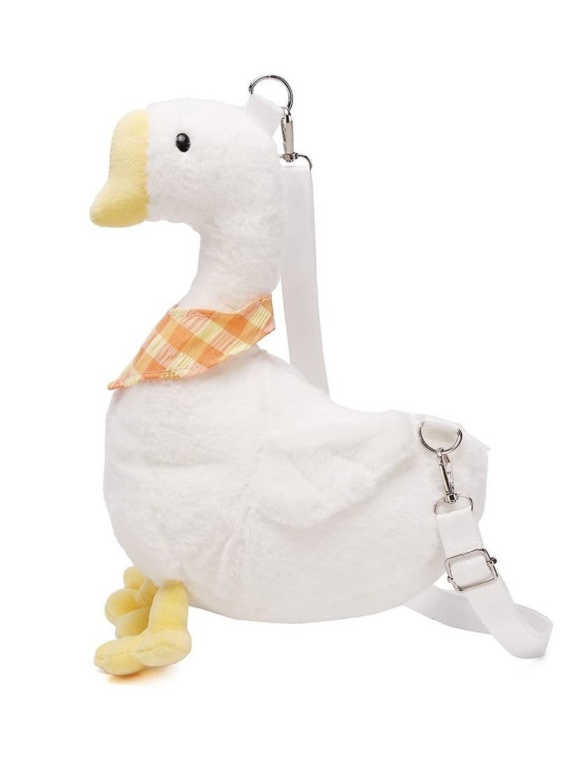 KASTWAVE Plush Duck Crossbody Bag, Kawaii Animals Coin Purse, Soft Plush Shoulder Bag, Cartoon Crossbody Bag for Girls Women (White) - Image 1