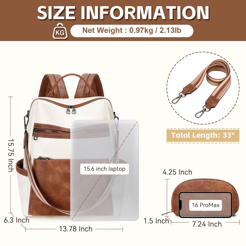 AGLOD Vegan Leather Laptop Backpack for Women 15.6 Inch Work Backpack Purse for Travel College - Image 4