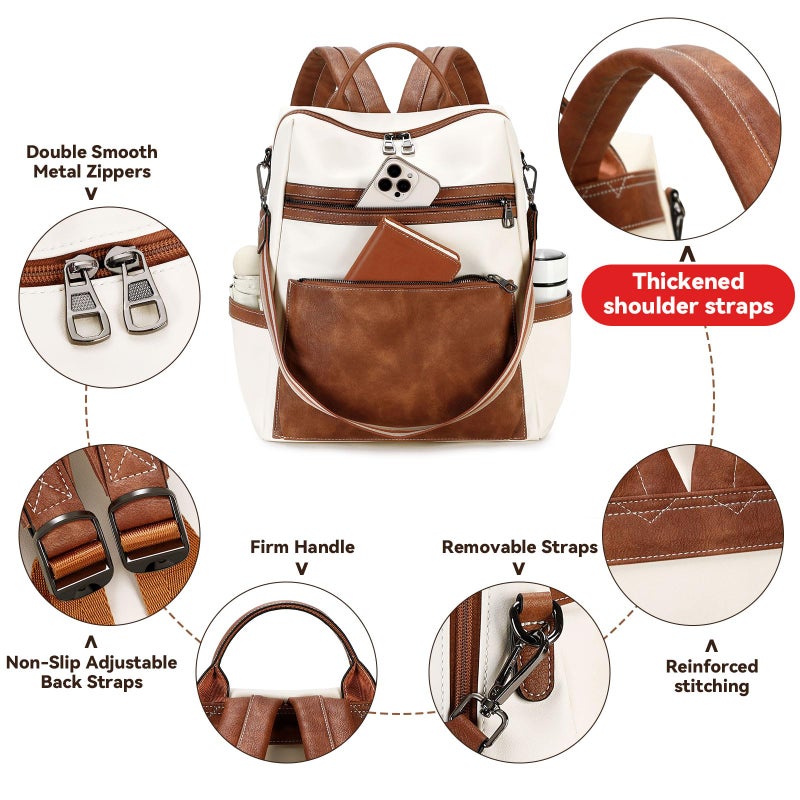 AGLOD Vegan Leather Laptop Backpack for Women 15.6 Inch Work Backpack Purse for Travel College - Image 2