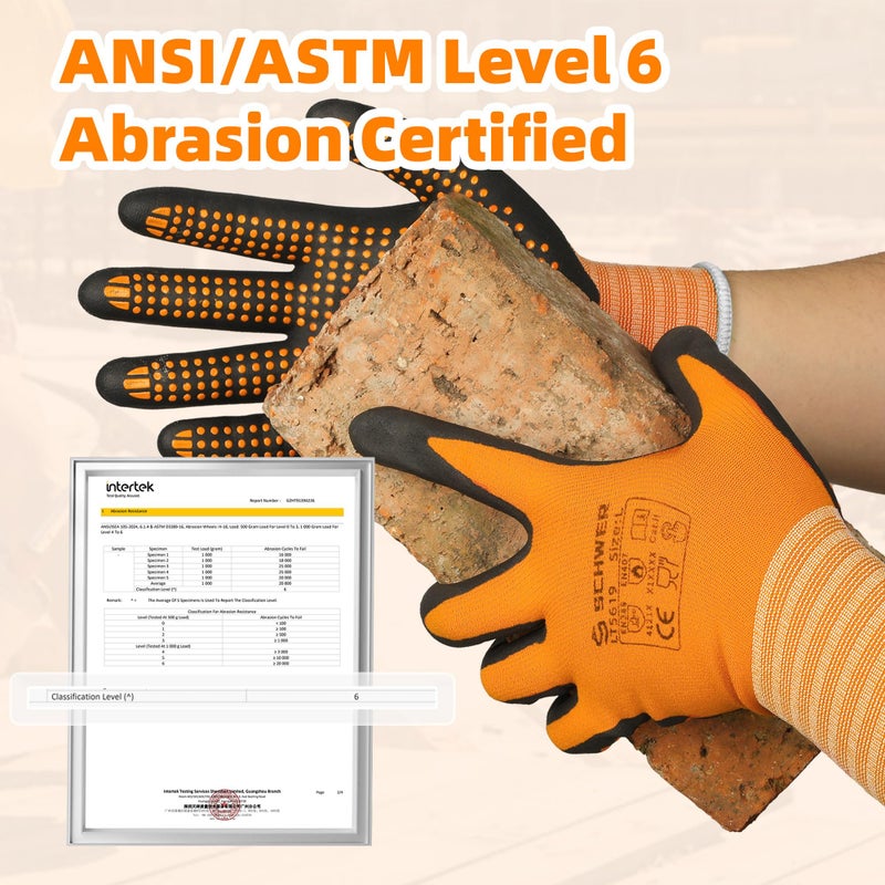 Schwer 3/6/12 Pairs Safety Work Gloves MicroFoam Nitrile Coated, Certified Level 6 Abrasion Resistant Gardening Gloves with MicroDot Grip, Touchscreen, General A1 Cut Resistant Glove, LT5619, M - Image 2