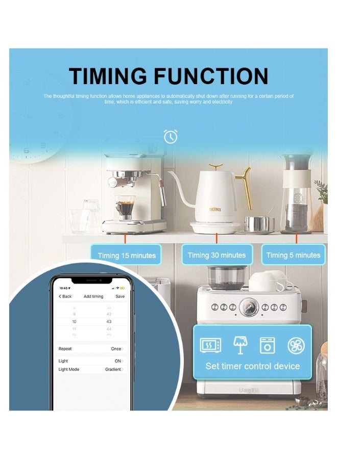 UanTii Smart Power Strip Tuya Wifi Power Extension Surge Protector With 4 AC sockets+1 USB-C PD 20W fast charging,Timing Schedule App Remote Control Works with Alexa and Google Home - Image 4