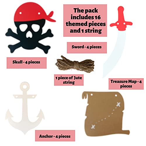 Pinfliers 3rd,4th,5th Birthday Theme Decoration for Boys,Kids,Girls/Paper Bunting Flags for Decorations,Banner,Streamers,Pennants/Wall,Backdrop Buntings Décor/Kit of 16 Pirate Pcs/Multicolor/71 inch - Image 2