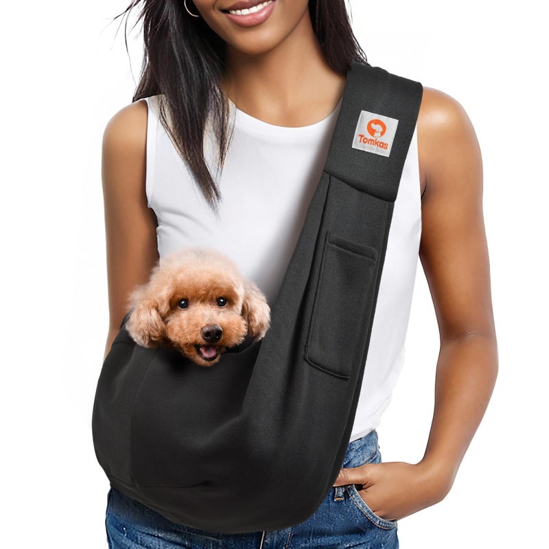 Tomkas Small Dog Sling Carrier - Classic Pocket & Classic Strap - Wrap Carrier - for 3-10 lbs Pets(Black) - Image 1
