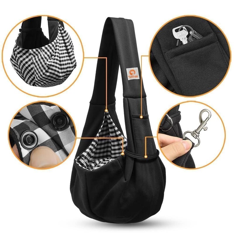 Tomkas Small Dog Sling Carrier - Classic Pocket & Classic Strap - Wrap Carrier - for 3-10 lbs Pets(Black) - Image 4