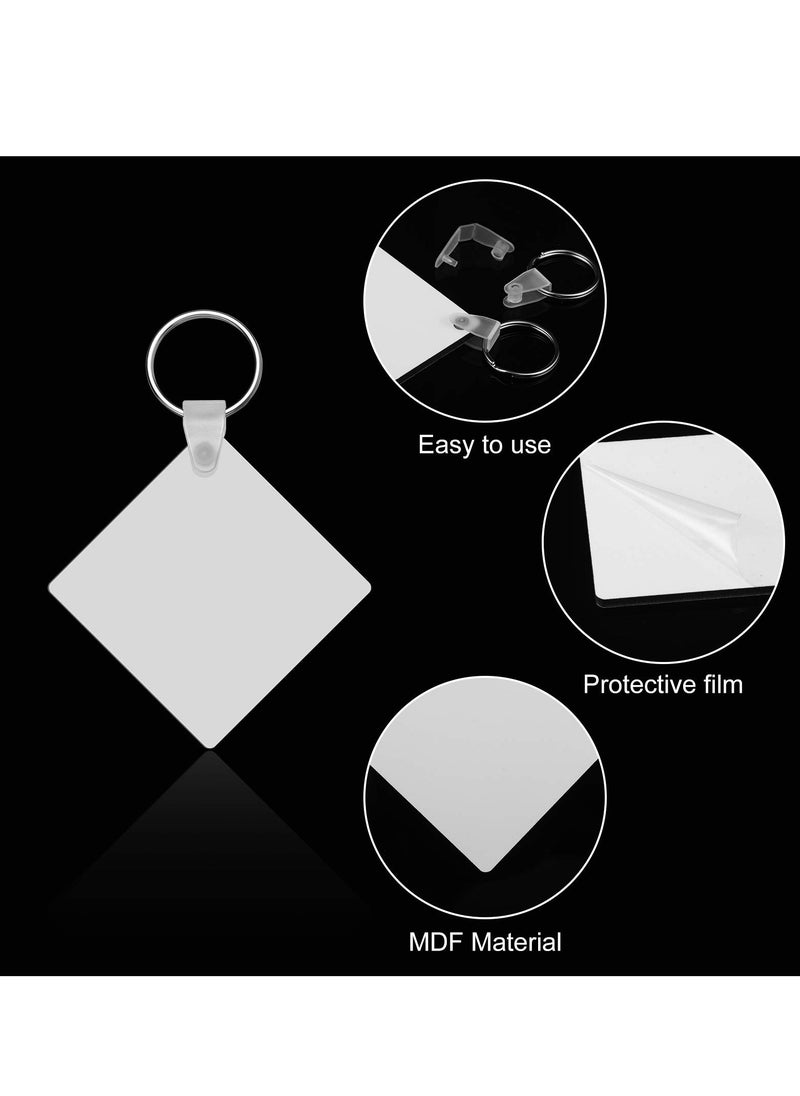 Excefore - Sublimation Keychain Blanks Bulk, 36 Pcs DIY MDF Blank with Key Ring, 4 Shape Keychain, Double-Sided Printed Heat Transfer - Image 1