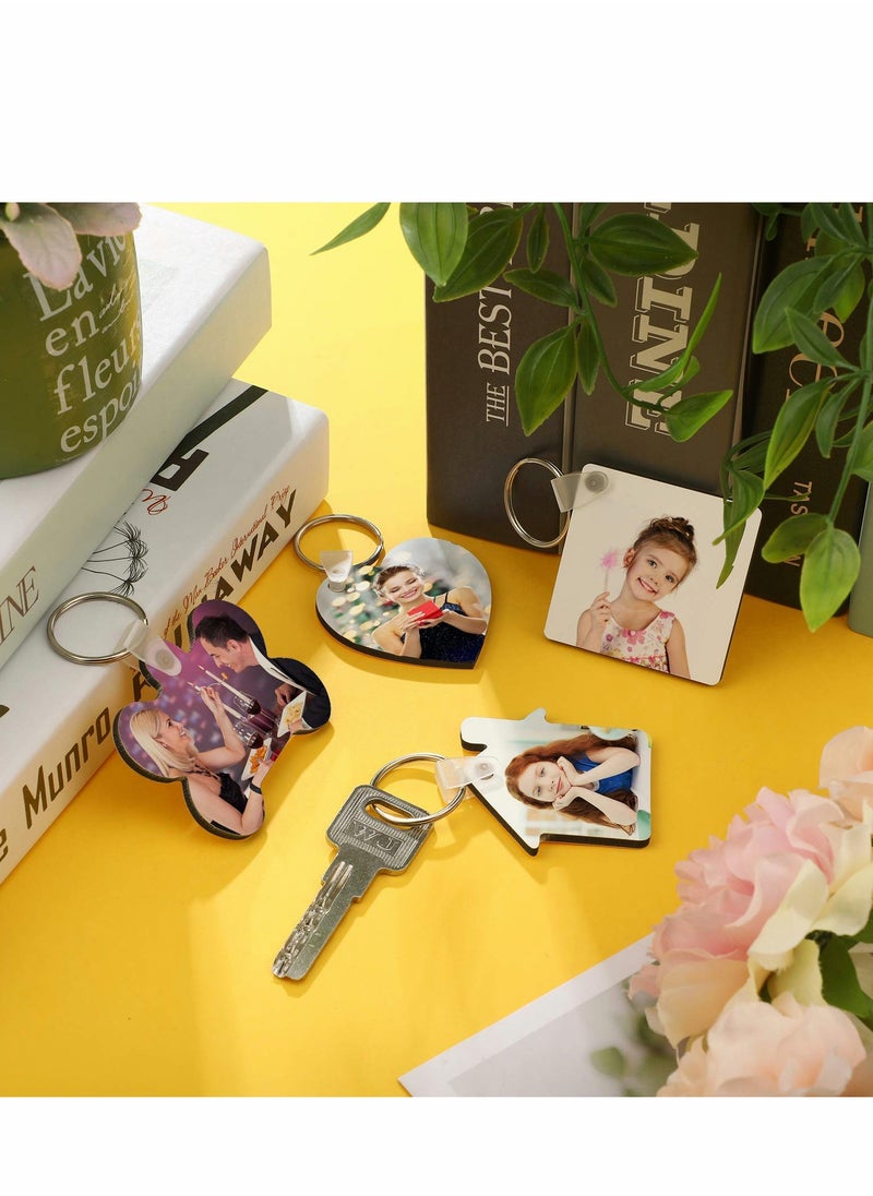 Excefore - Sublimation Keychain Blanks Bulk, 36 Pcs DIY MDF Blank with Key Ring, 4 Shape Keychain, Double-Sided Printed Heat Transfer - Image 1