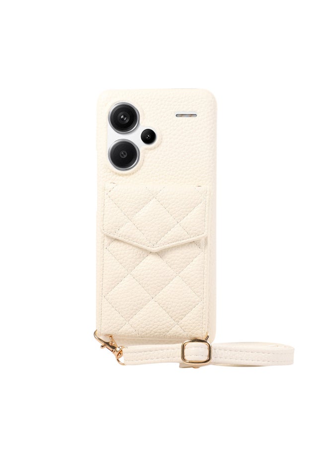 Generic - For Red Rice Note13 Pro Mobile Phone Case Millet 14 Litchi Pattern Card K60 Wallet Diagonal Lanyard A3 Leather-Color:Pink Meat-Applicable Model:Red Rice Note13 4G - Image 1