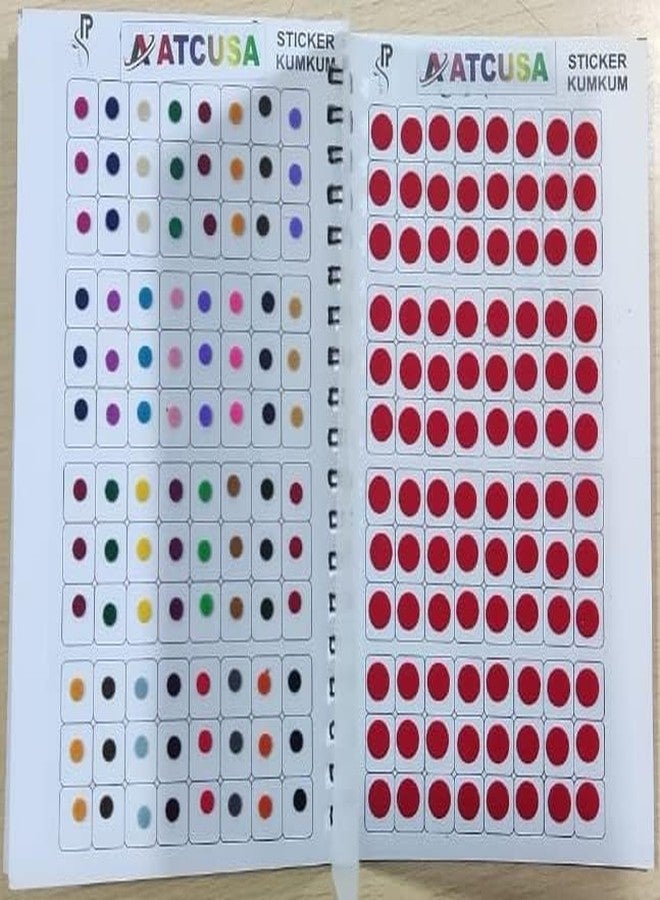 ATCUSA Sticker Bindi Mang Tiki Temprory Tatoos Polka Dot Bindi Sticker for Forehead - Unique Collection in Spiral Book - Size Variation 960 in One Single Book - Image 2
