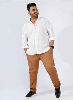 Instafab Plus Men's Chalk White Pleat-Creased Shirt  - Image 5