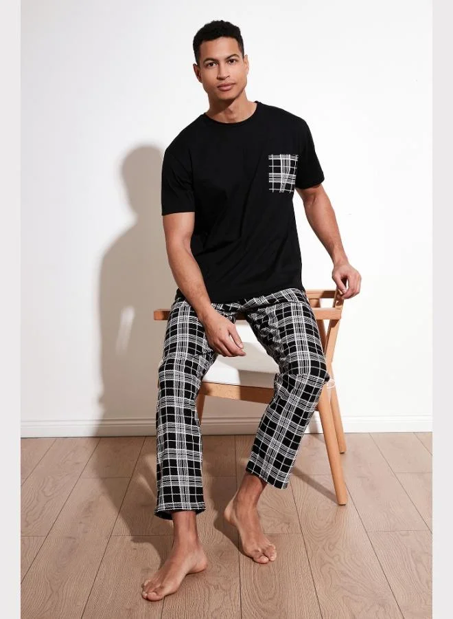 Buratti Plaid Cotton Regular Fit Short Sleeve Pajama Set Men's Pajama Set 6572002