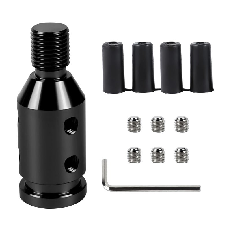 ongfuwu M12x125 Shift Knob Adapter Aluminum Gear Shift Adapter Kit with 4Sizes Hoses Universal Gear Shift Knob Cover for NonThreaded Manual Shifters Car Stick Shift Knob AdapterBlack - Image 3