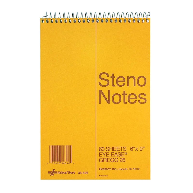 National Steno Notebook, Gregg-Ruled, Green Eye-Ease Paper, Brown Cover, 6" x 9", 60 Sheets (36646) - Image 1