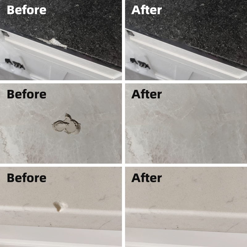 Globalcom Tile and Granite/Marble Repair Kit, Porcelain Stone and Quartz Countertops Repair Kit for Chips Dents Cracks Holes Scratch, Fix Chipped Edges Corners, Reattaches Missing Pieces - Image 3